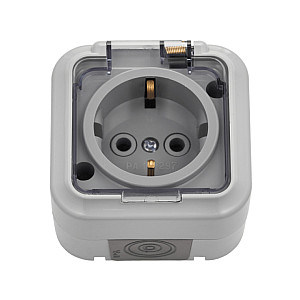 Розетка Bylectrica Пралеска Аква РА16-297-02(02) 1-ая открытая серая