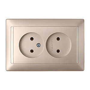 Розетка Bylectrica Стиль РС16-307 2 места без заземления шампань