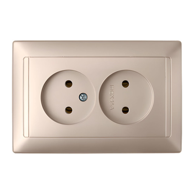 Розетка Bylectrica Стиль РС16-307 2 места без заземления шампань