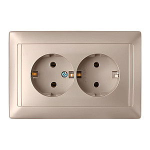 Розетка Bylectrica Стиль РС16-313 2 места с заземлением шампань