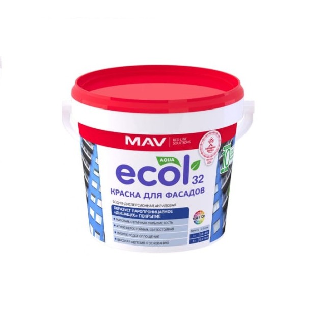 Краска для фасадов MAV Ecol 32 белая матовая 1 л