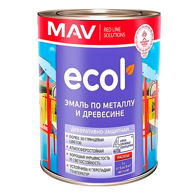 Эмаль MAV Ecol ПФ-115 по металлу и древесине бирюзовая глянцевая 1 л Эмаль MAV Ecol ПФ-115 по металлу и древесине бирюзовая глянцевая 1 л