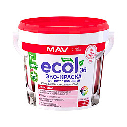 ЭКО-Краска MAV Ecol 36 для потолков и стен снежно-белая матовая 1 л