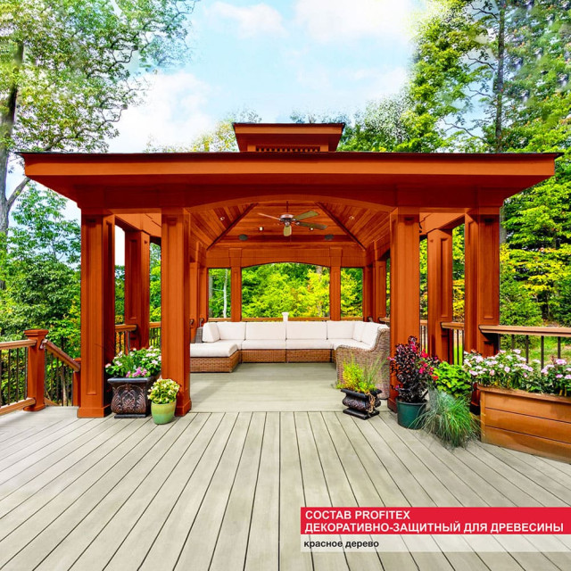 Состав декоративно-защитный MAV Profitex для древесины красное дерево 1 л