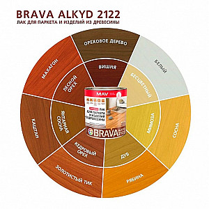 Лак MAV Brava Alkyd 2122 для паркета и изделий из древесины бесцветный глянцевый 3 л