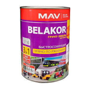 Грунт-эмаль MAV Belakor 15 прямо по ржавчине 3 в 1 быстросохнущая белая матовая 1 л