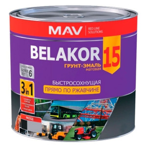 Грунт-эмаль MAV Belakor 15 прямо по ржавчине 3 в 1 быстросохнущая RAL 7001 светло-серая матовая 2.4 л