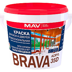 Краска MAV Brava Acryl 35D для окон и дверей профессиональная белая полуматовая 1 л