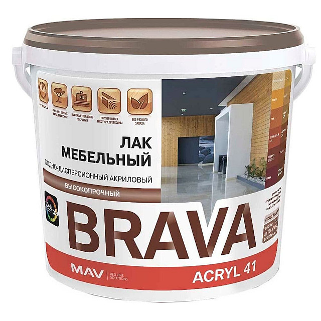 Лак MAV Brava Acryl 41 мебельный бесцветный глянцевый 1 л