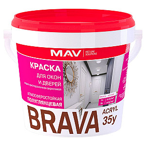 Краска MAV Brava Acryl 35у для окон и дверей белая полуглянцевая 1 л