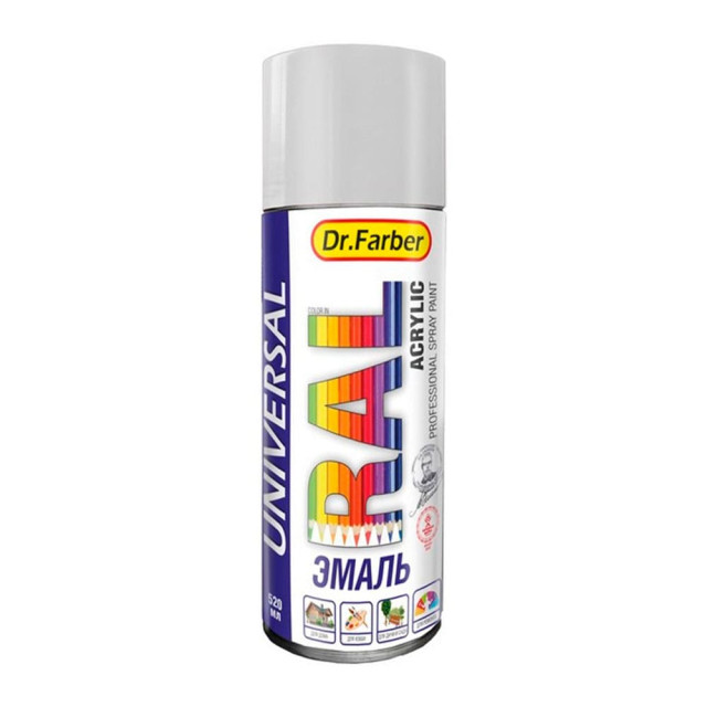 Эмаль-аэрозоль MAV Dr.Farber 07124-270 акриловая универсальная RAL 7035 светло-серая глянцевевая 520 мл