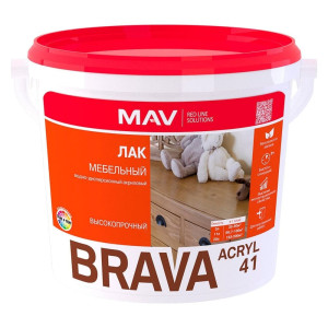 Лак MAV Brava Acryl 41 мебельный бесцветный матовый 3 л