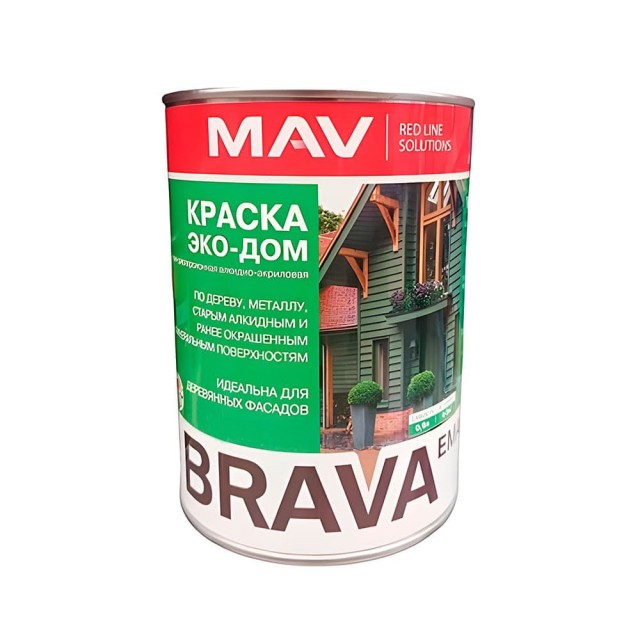 Краска MAV Brava Эко-Дом белая полуматовая 0.9 л