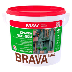 Краска MAV Brava Эко-Дом база TR полуглянцевая 3 л