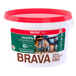 Лазурь MAV Brava Aqua Protect Pro бесцветная полуматовая 3 л