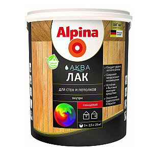 Лак Alpina Аква для стен и потолков глянцевый 2.5 л