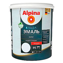 Эмаль Alpina Аква для окон и дверей белая глянцевая 2.5 л