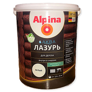 Лак Alpina Аква Лазурь для дерева белый 2.5 л