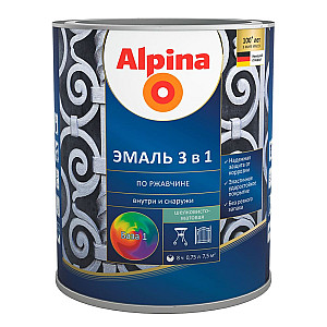 Эмаль Alpina по ржавчине 3 в 1 База 1 белая 0.75 л