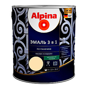 Эмаль Alpina по ржавчине 3 в 1 RAL1015 слоновая кость 2.5 л