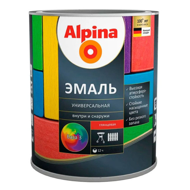 Эмаль универсальная Alpina База 3 глянцевая прозрачная 0.64 л