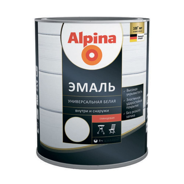 Эмаль универсальная Alpina глянцевая белая 2.5 л
