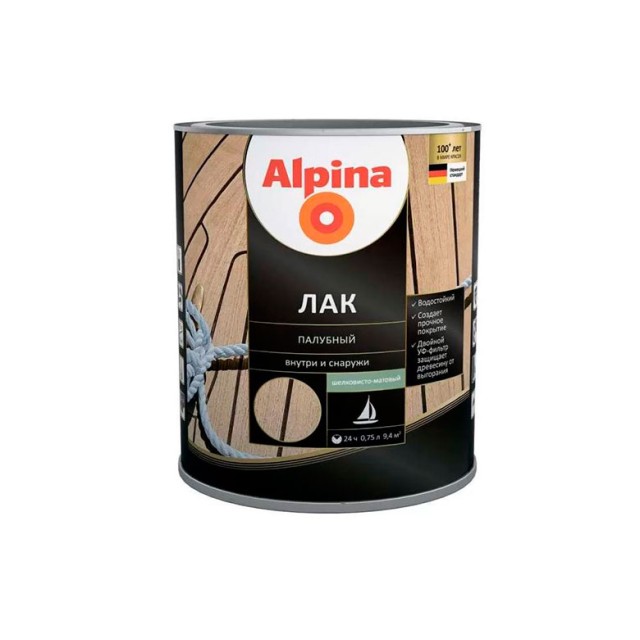 Лак Alpina палубный шелковисто-матовый 0.75 л