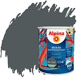 Грунт-эмаль Alpina быстросохнущая по ржавчине RAL 7024 графитовая 0.75 л