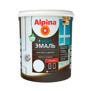 Эмаль для окон и дверей Alpina Аква белая глянцевая 2.5 л