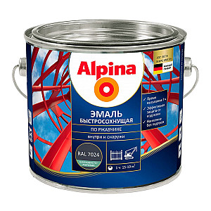 Грунт-эмаль Alpina быстросохнущая по ржавчине RAL 7024 графитовая 2 кг