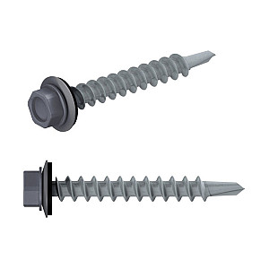 Саморез кровельный 4.8*35 мм Starfix SMC2-44598-200 цинк шайба с прокладкой PT1 RAL 7024 графитовый серый