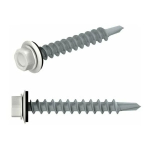 Саморез кровельный 4.8*35 мм Starfix SMC2-24813-200 цинк шайба с прокладкой PT1 RAL 9003 сигнальный белый 200 шт