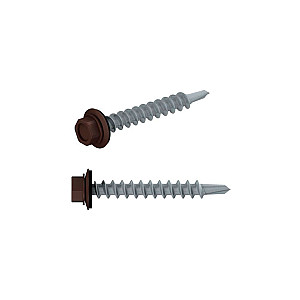 Саморез кровельный 4.8*19 мм Starfix SMV1-66086-5 цинк шайба с прокладкой PT3 RAL 8017 шоколадно-коричневый