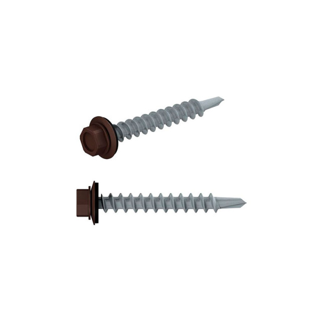 Саморез кровельный 4.8*19 мм Starfix SMV1-66086-5 цинк шайба с прокладкой PT3 RAL 8017 шоколадно-коричневый