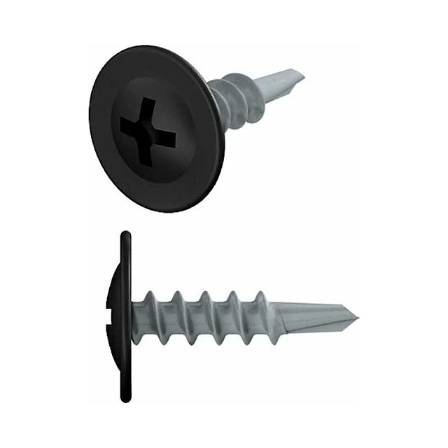 Саморез с прессшайбой 4.2*19 мм Starfix SMZ1-50908-50 цинк со сверлом RAL 9005 черный янтарь 50 шт