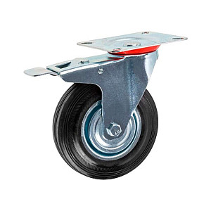 Опора колесная Starfix SMF-49755-1 125 мм на площадке с фиксатором резиновая