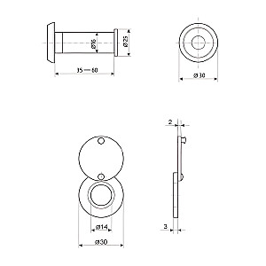 Глазок дверной MJ204/35*60 бронза