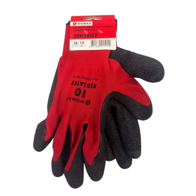 Перчатки защитные Wumax Red Latex 1899408210 покрыты латексом размер 10