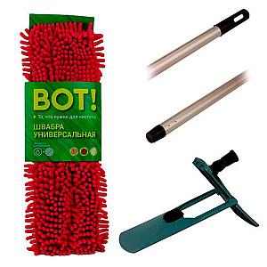 Швабра ВОТ! ЕКВ030-Н универсальная с накладкой синель и рукояткой 110 см