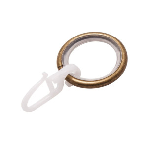 Кольцо металлическое к карнизу Ас Форос бесшумное с крючком антик 16 мм 10 шт