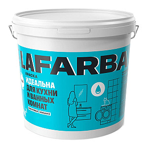 Краска Goldbastik Lafarba для кухни и ванных комнат матовая белая 7.5 кг
