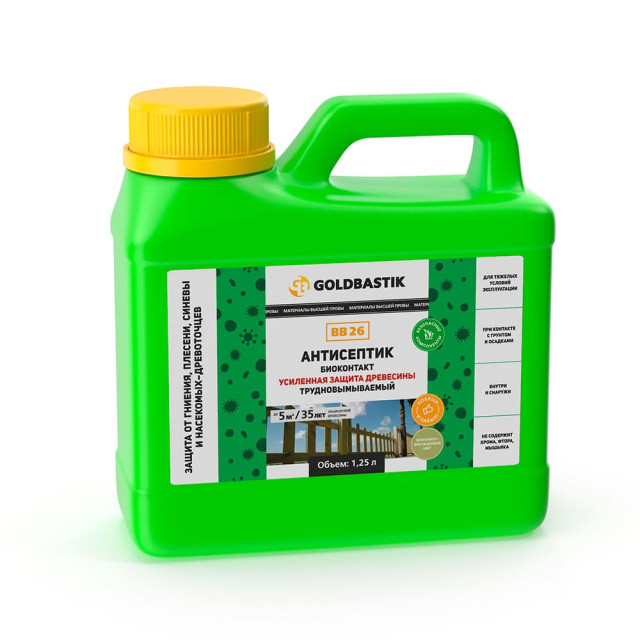 Антисептик Goldbastik Биоконтакт BB 26 усиленная защита древесины 1.25 л
