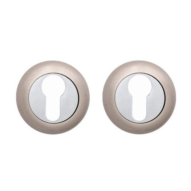 Накладка под цилиндр Vela DPC-Round SN/CP матовый никель/хром