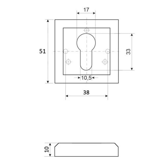 Накладка под цилиндр Vela DPC-Quadro АВ 00217318 бронза