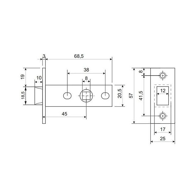 Защелка Vela 5400-AB бронза