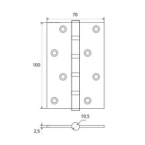 Петля врезная Vela 00006166 100*70*2.5 мм 4BB-SN матовый никель