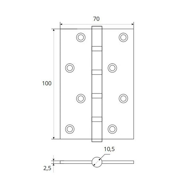 Петля врезная Vela 00006166 100*70*2.5 мм 4BB-SN матовый никель