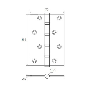 Петля врезная Vela 100*70*2.5 мм 4BB-CR хром