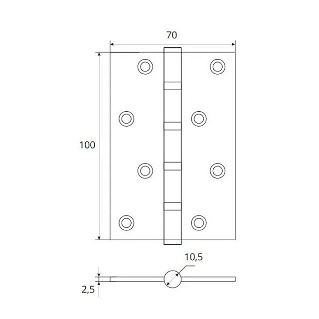 Петля врезная Vela 100*70*2.5 мм 4BB-CR хром