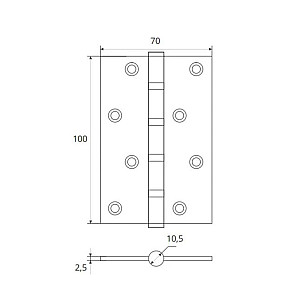 Петля врезная Vela 100*70*2.5 мм 4BB-AB бронза 2 шт